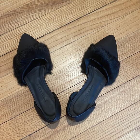 Jenni kayne black fur d’orsay flats size 37 US 6.5 - Picture 3 of 12